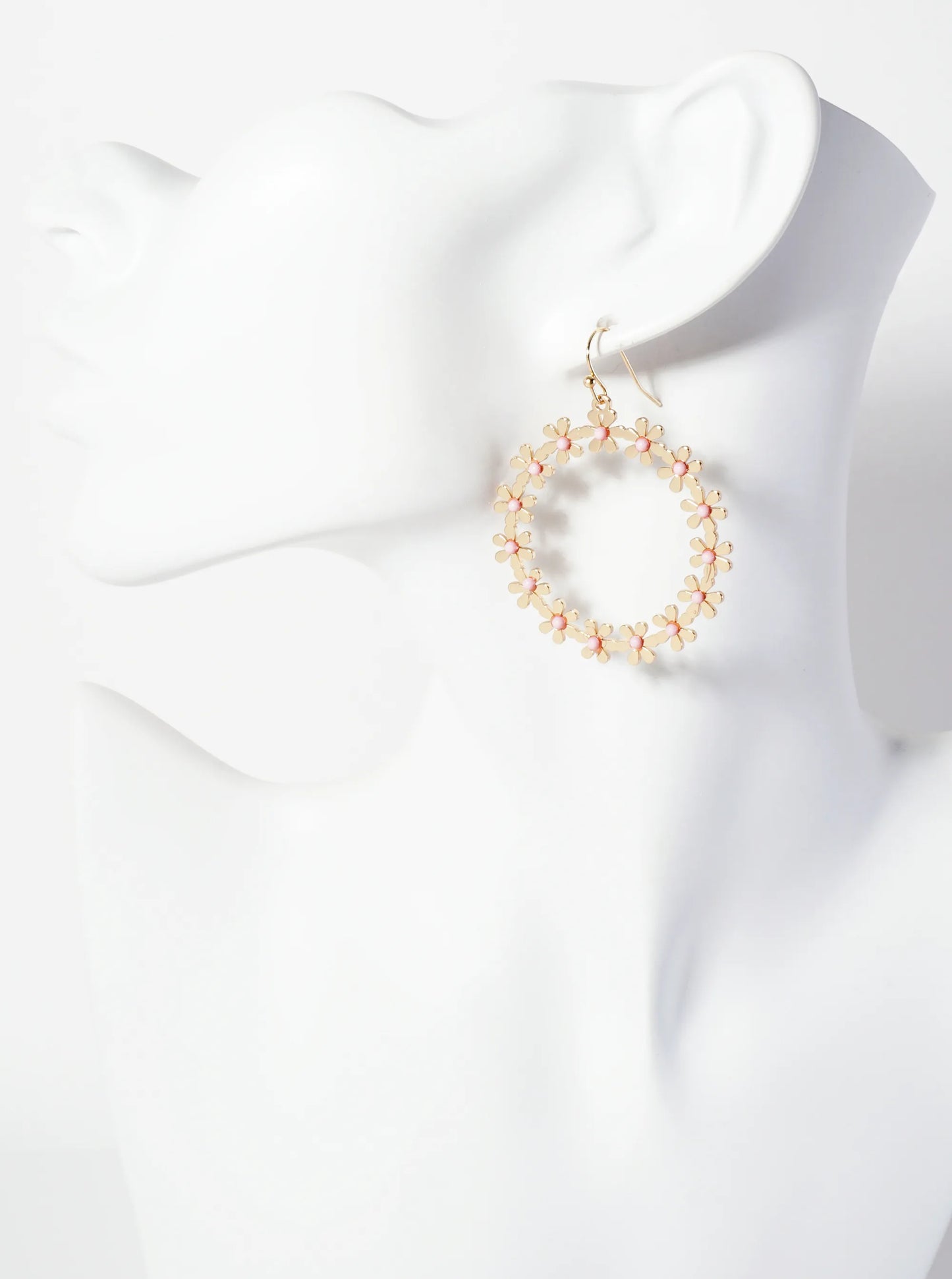 Flower Circle Drop Dangle Earrings