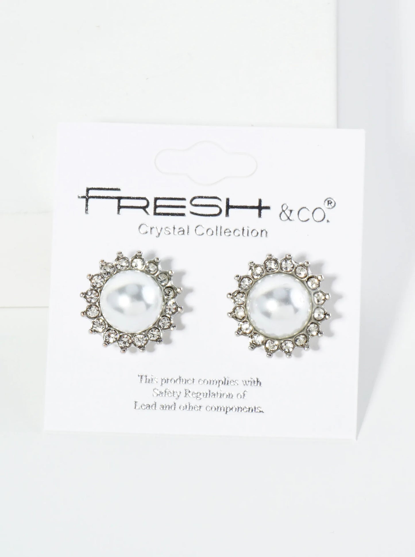 Flower Inspired Crystal Pave 9mm Pearl Stud Earrings
