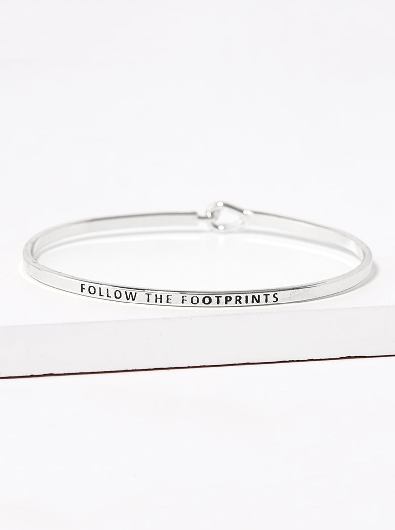 Follow The Footprints Engraved Inspirational Bangle Bracelet