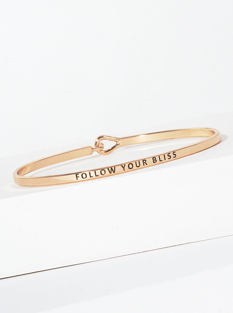Follow Your Bliss Engraved Inspirational Bangle Bracelet