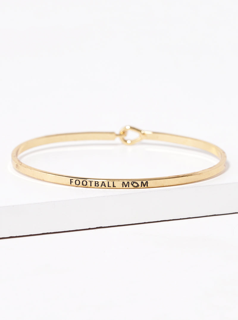 Football Mom Engraved Inspirational Bangle Bracelet