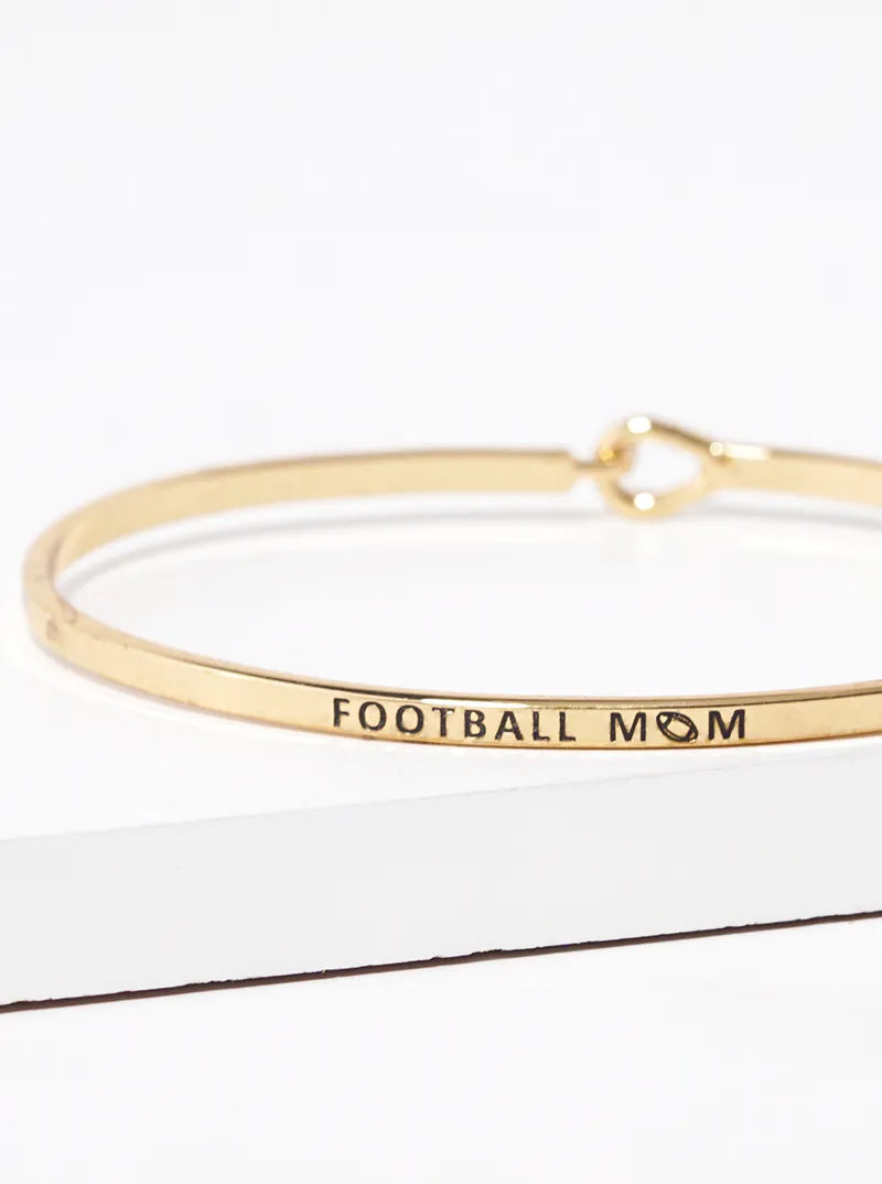 Football Mom Engraved Inspirational Bangle Bracelet