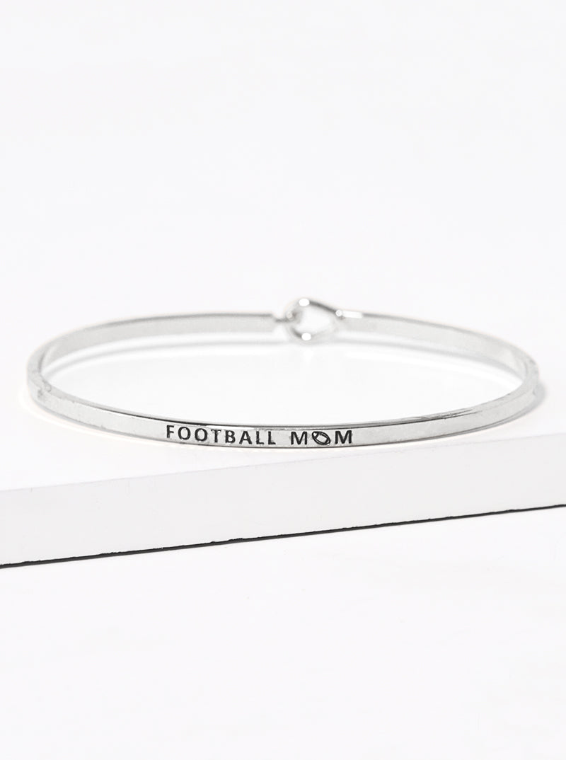 Football Mom Engraved Inspirational Bangle Bracelet
