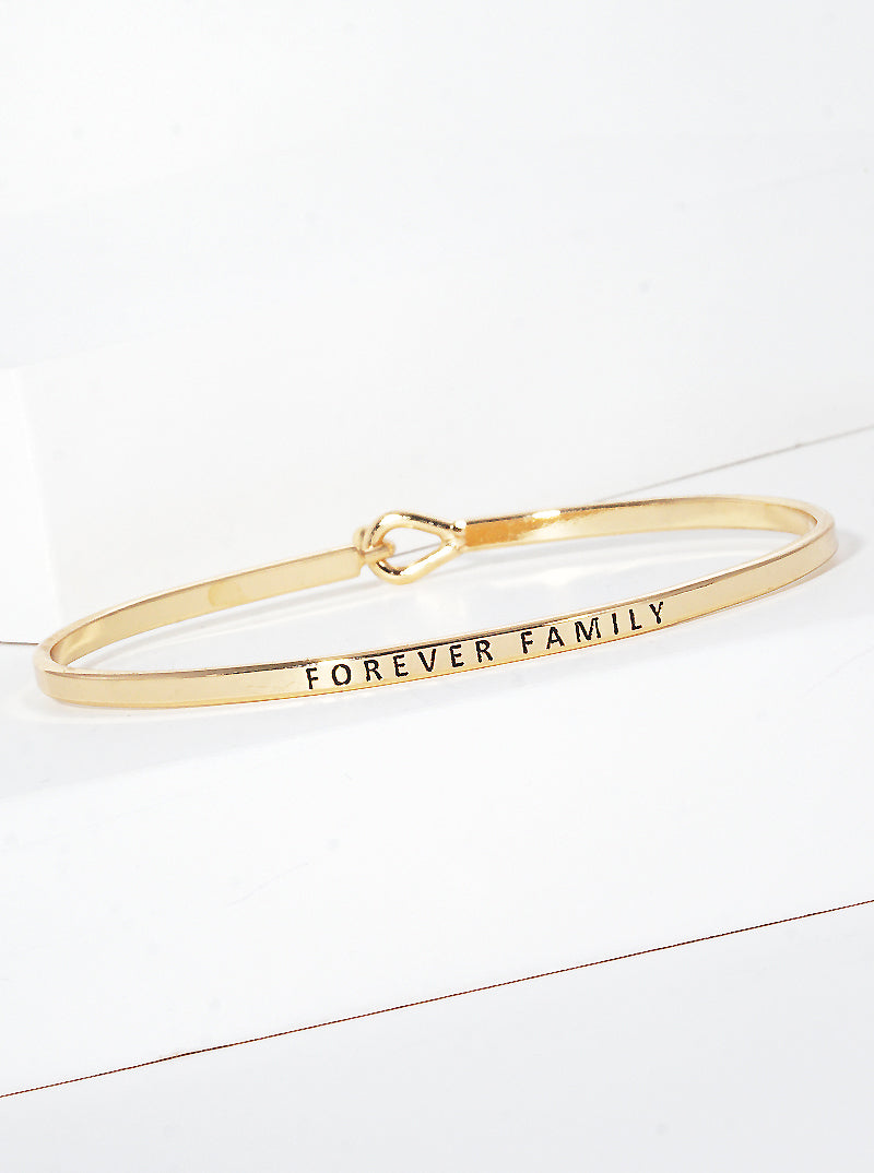 Forever Family Engraved Inspirational Bangle Bracelet