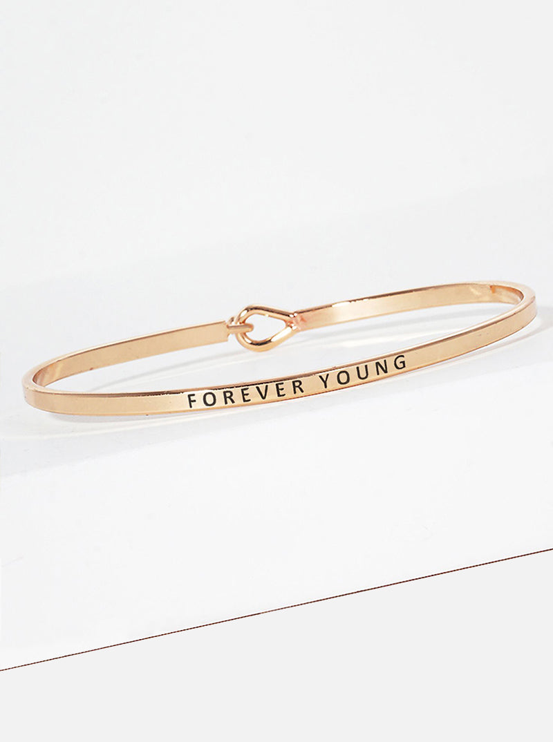 Forever Young Engraved Inspirational Bangle Bracelet