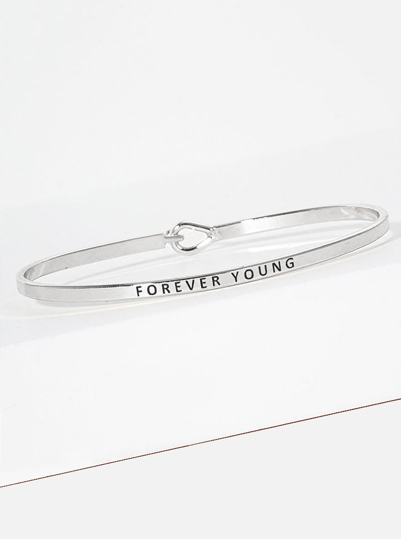 Forever Young Engraved Inspirational Bangle Bracelet