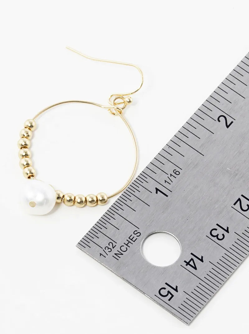 Freshwater Pearl Drop Wire Circle Dangle Drop Earrings
