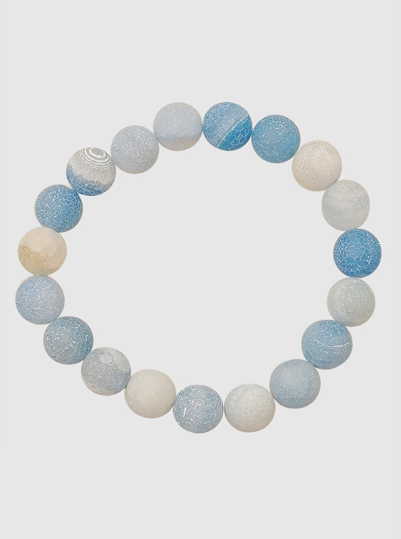 Frosted Semi Precious Natural Stone Bead Stretch Bracelet