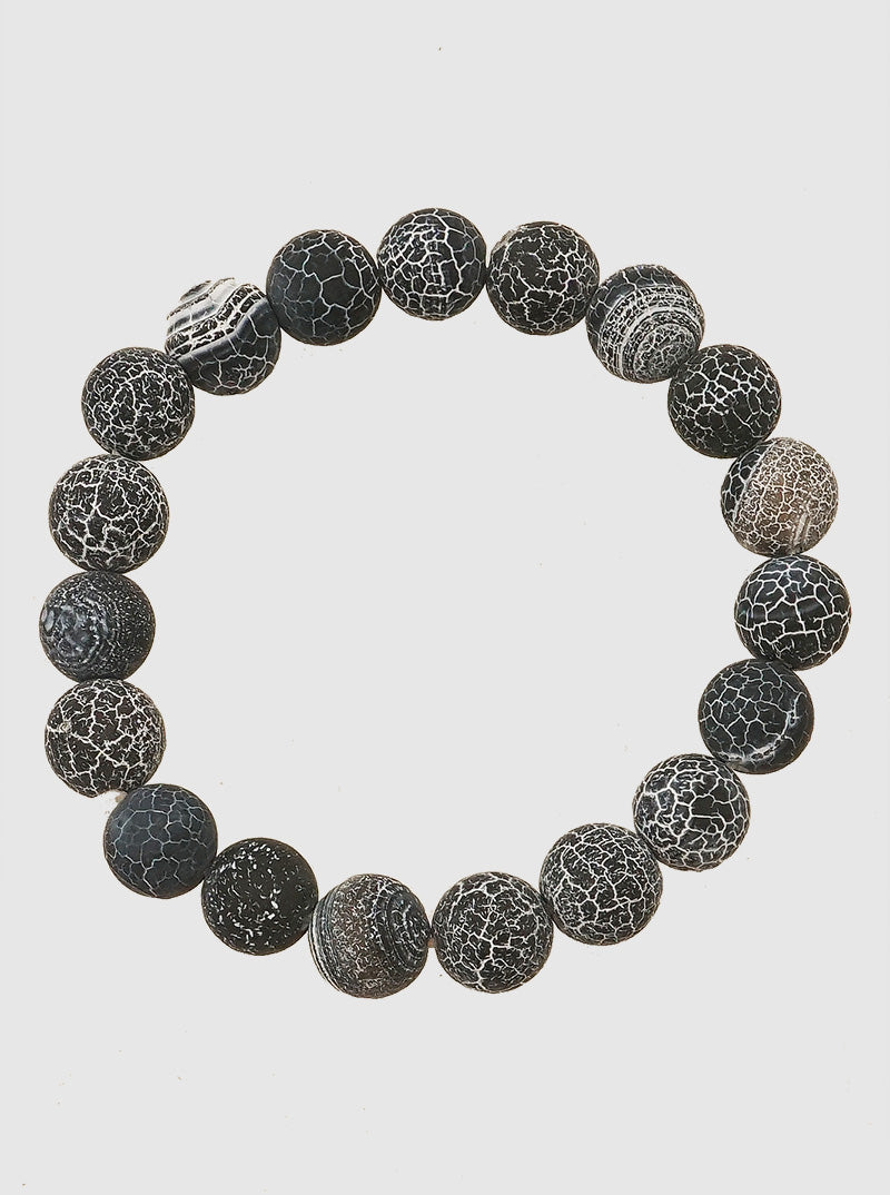 Frosted Semi Precious Natural Stone Bead Stretch Bracelet