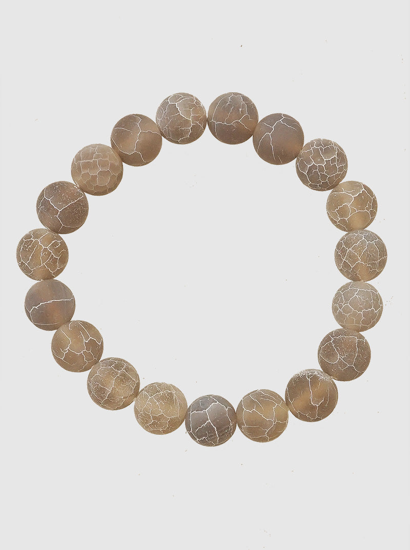 Frosted Semi Precious Natural Stone Bead Stretch Bracelet