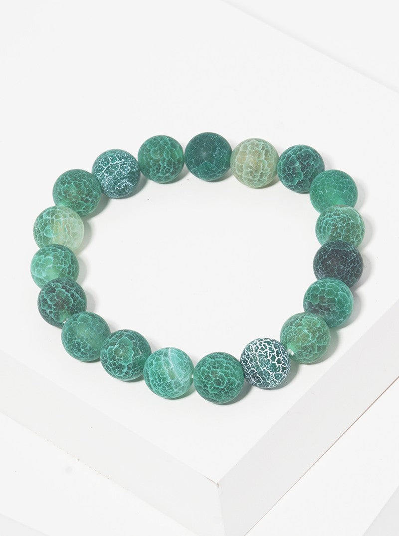 Frosted Semi Precious Natural Stone Bead Stretch Bracelet