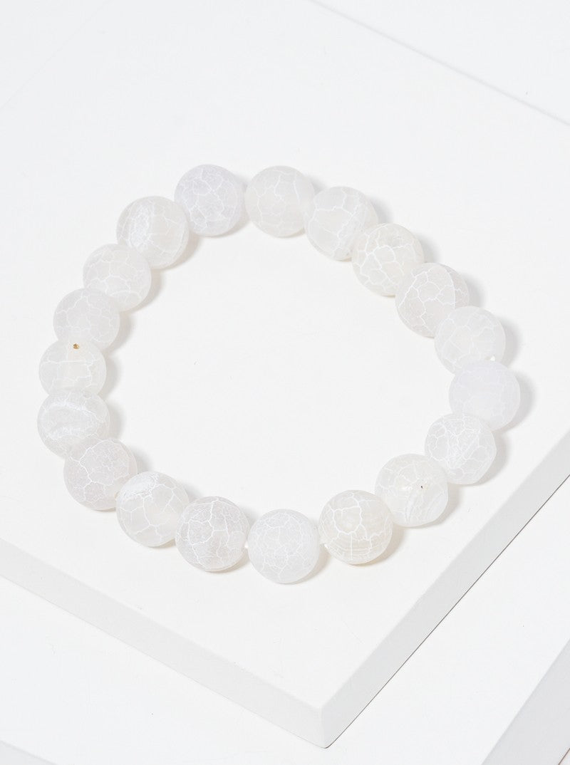 Frosted Semi Precious Natural Stone Bead Stretch Bracelet