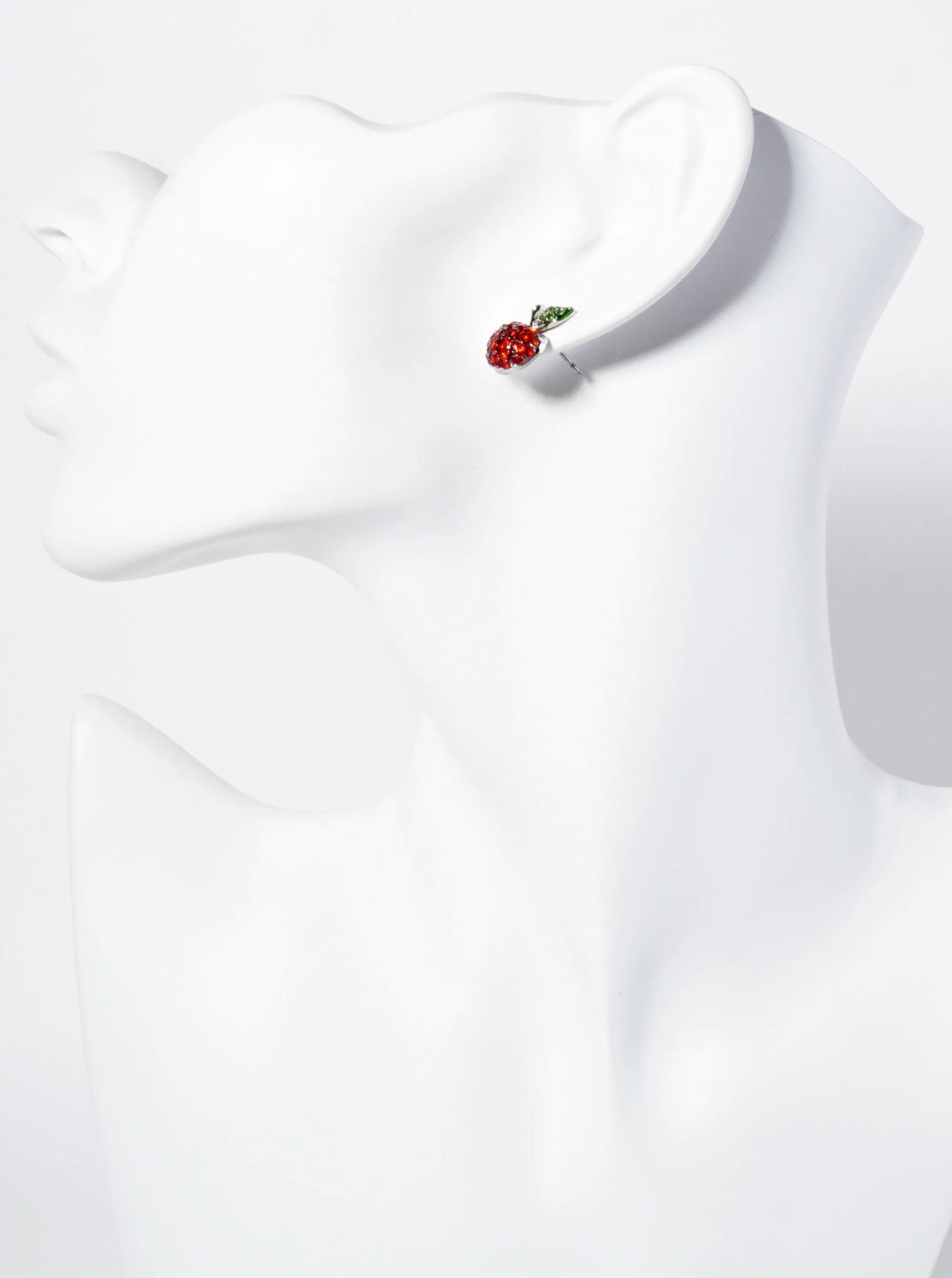 Fruit-Theme Crystal-Pave Apple Stud Earrings