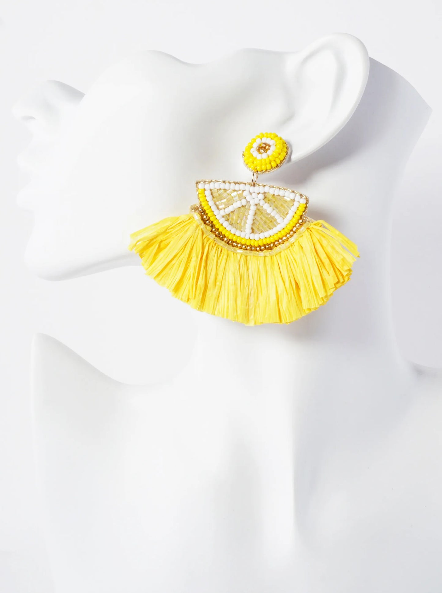 Fruit-Theme Raffia Tassel Statement Earrings