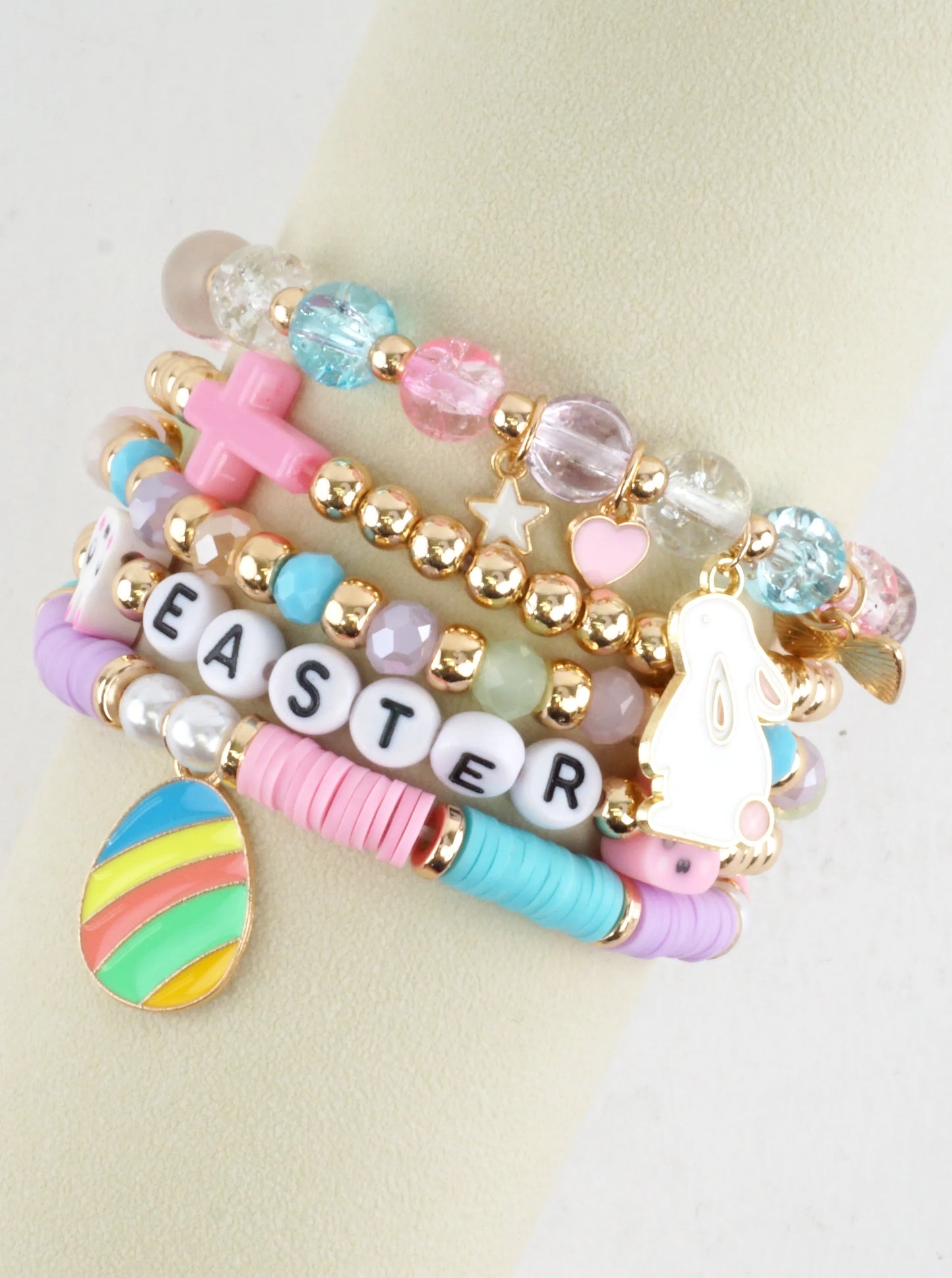 Pastel Beaded Easter Stretch Bracelet