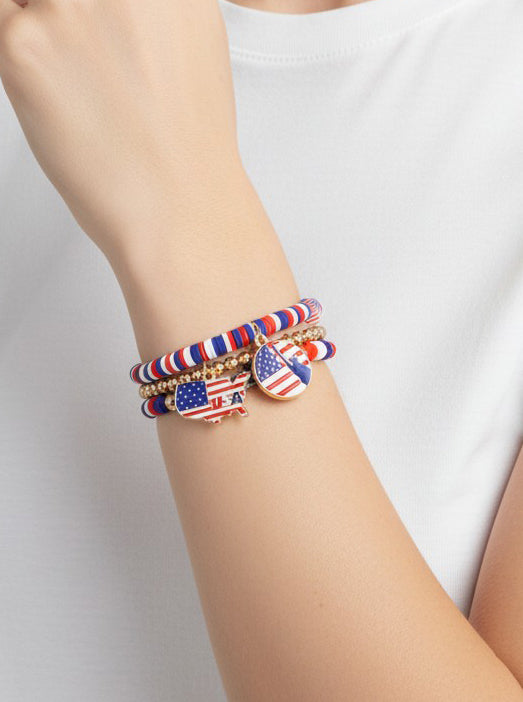 Festival Red White Blue Stretch Bracelet