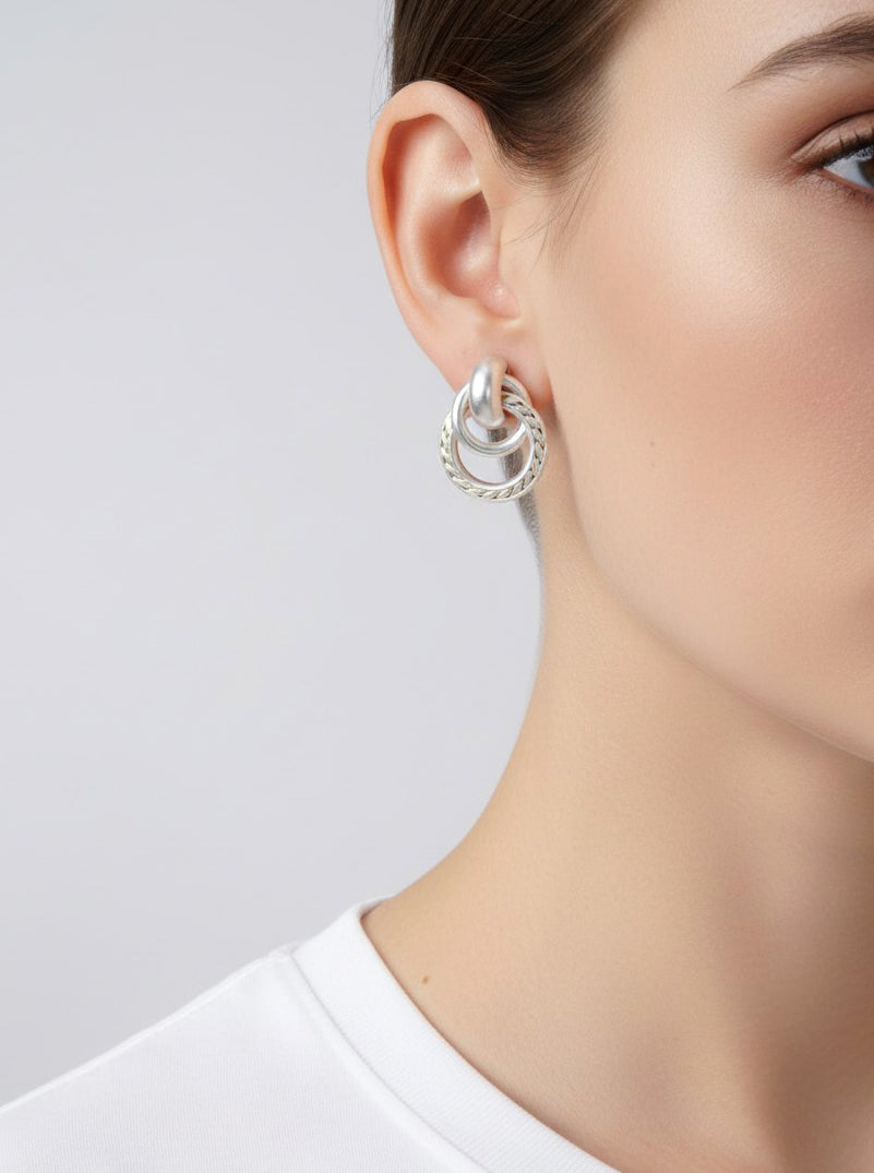 Layered Twisted Rope Matte Stud Earrings