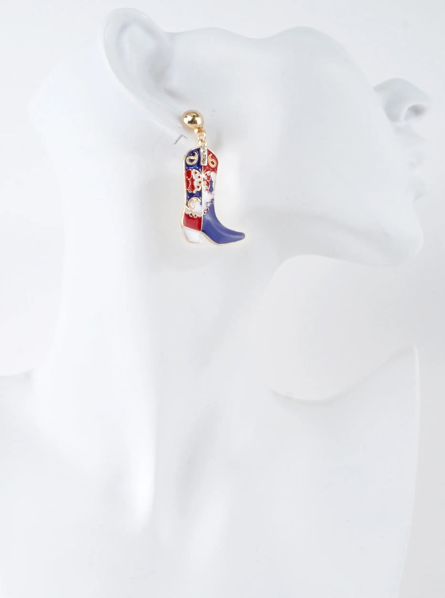 Enameled Flag Boot Earrings