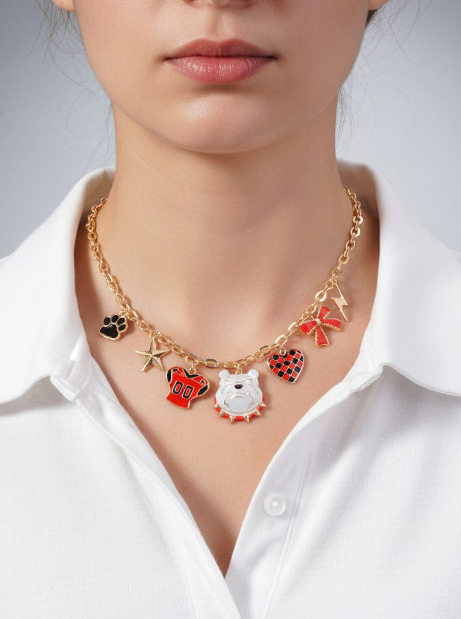 Enameled Gameday Football Charm Necklace