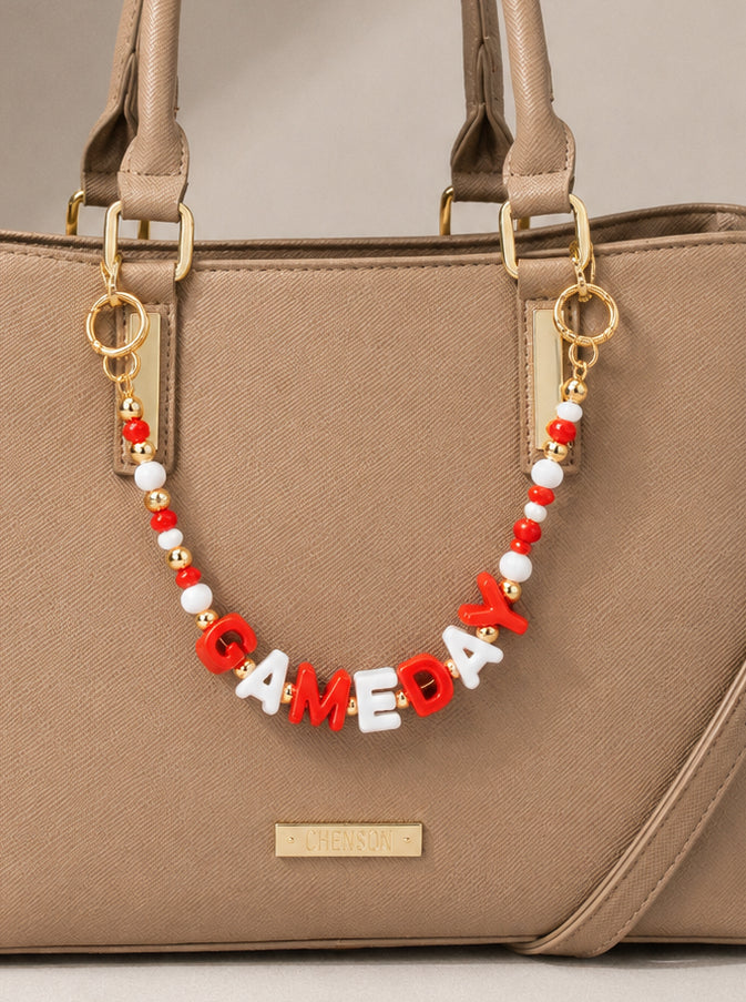 Game Day Beaded Letter Bag Charm