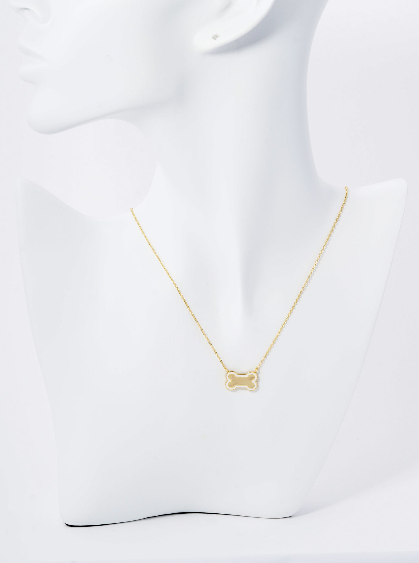Game Day Mascot 18K Gold Dipped Enamel Dog Bone Treat Pendant Necklace