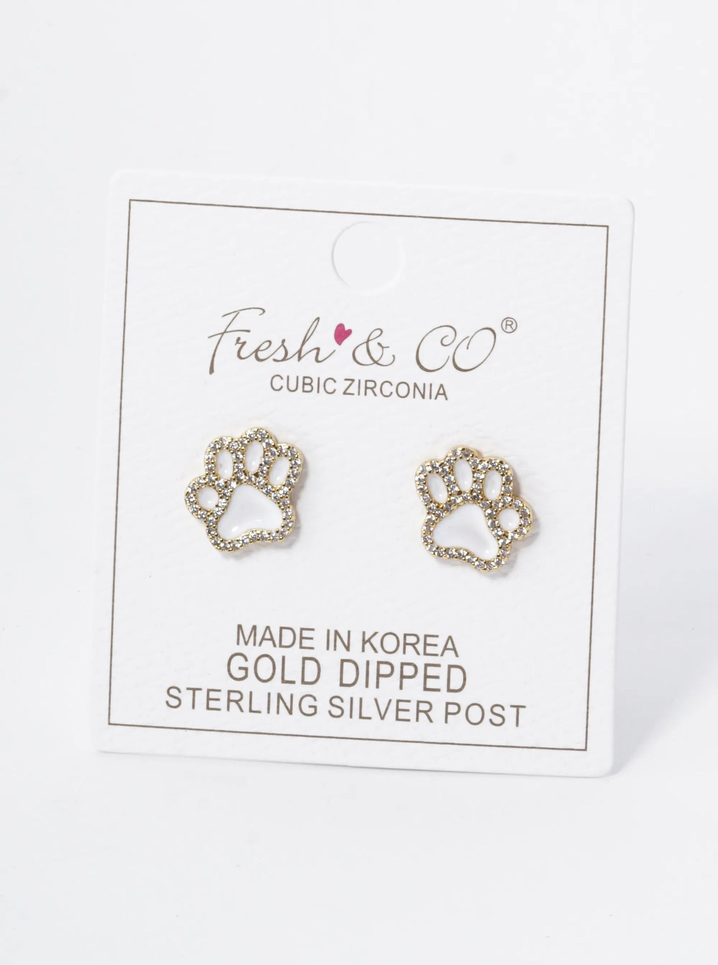 Game Day Mascot 18K Gold Dipped Micro Pave Set Cubic Zirconia 13mm Enamel Paw Stud Earrings