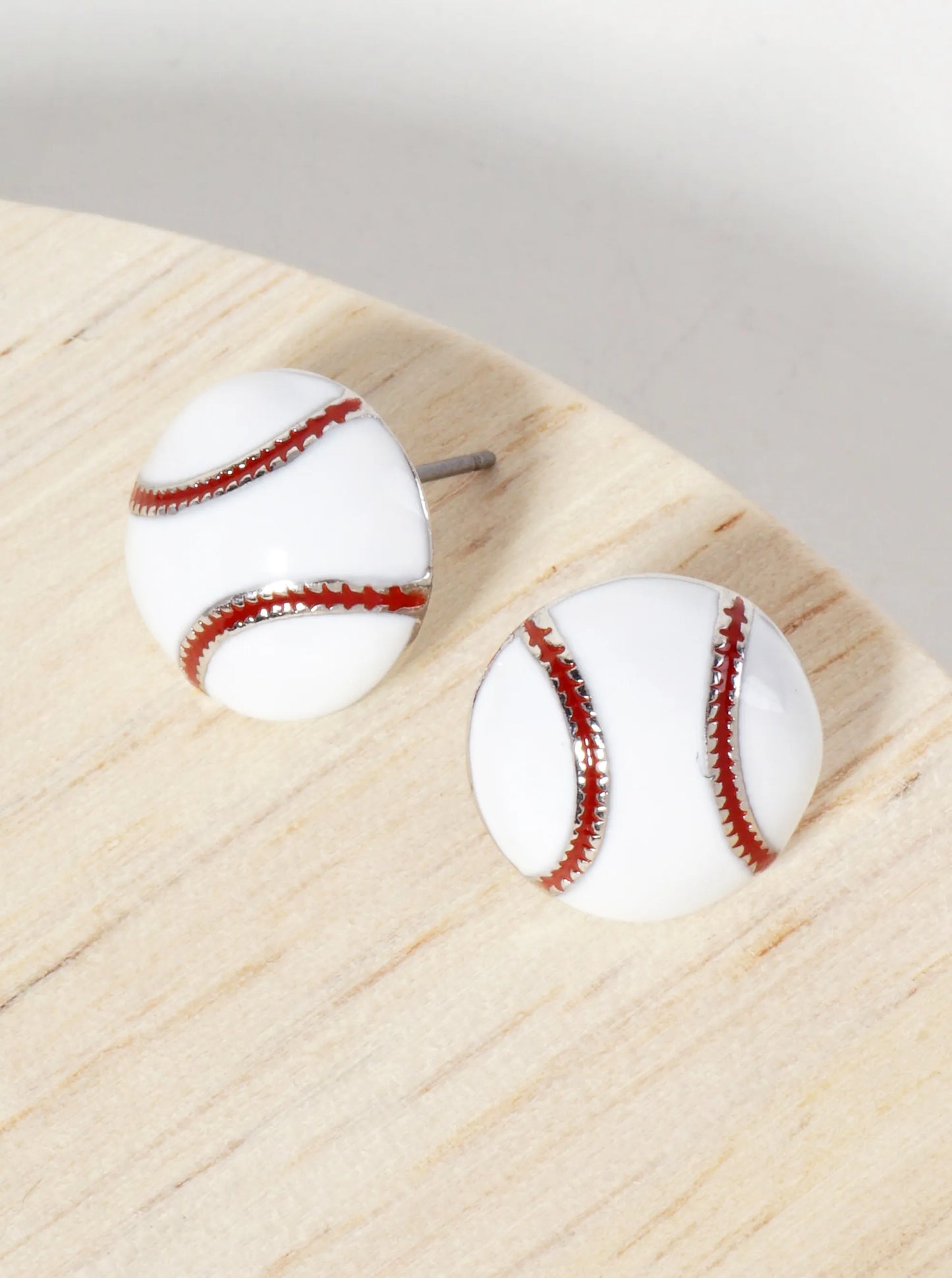 Game-Day-Theme 13mm Enamel Baseball Button Stud Earrings