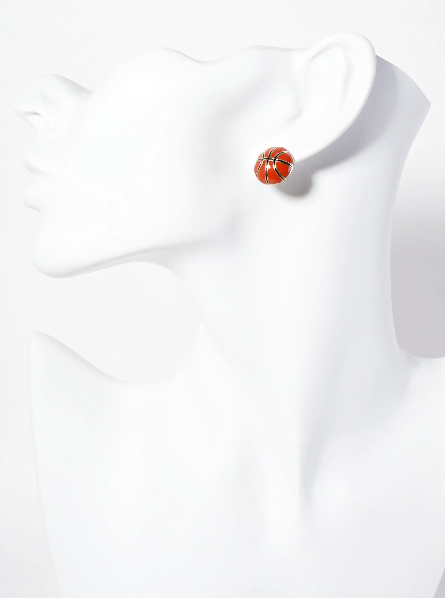 Game-Day-Theme 13mm Enamel Basketball Button Stud Earrings