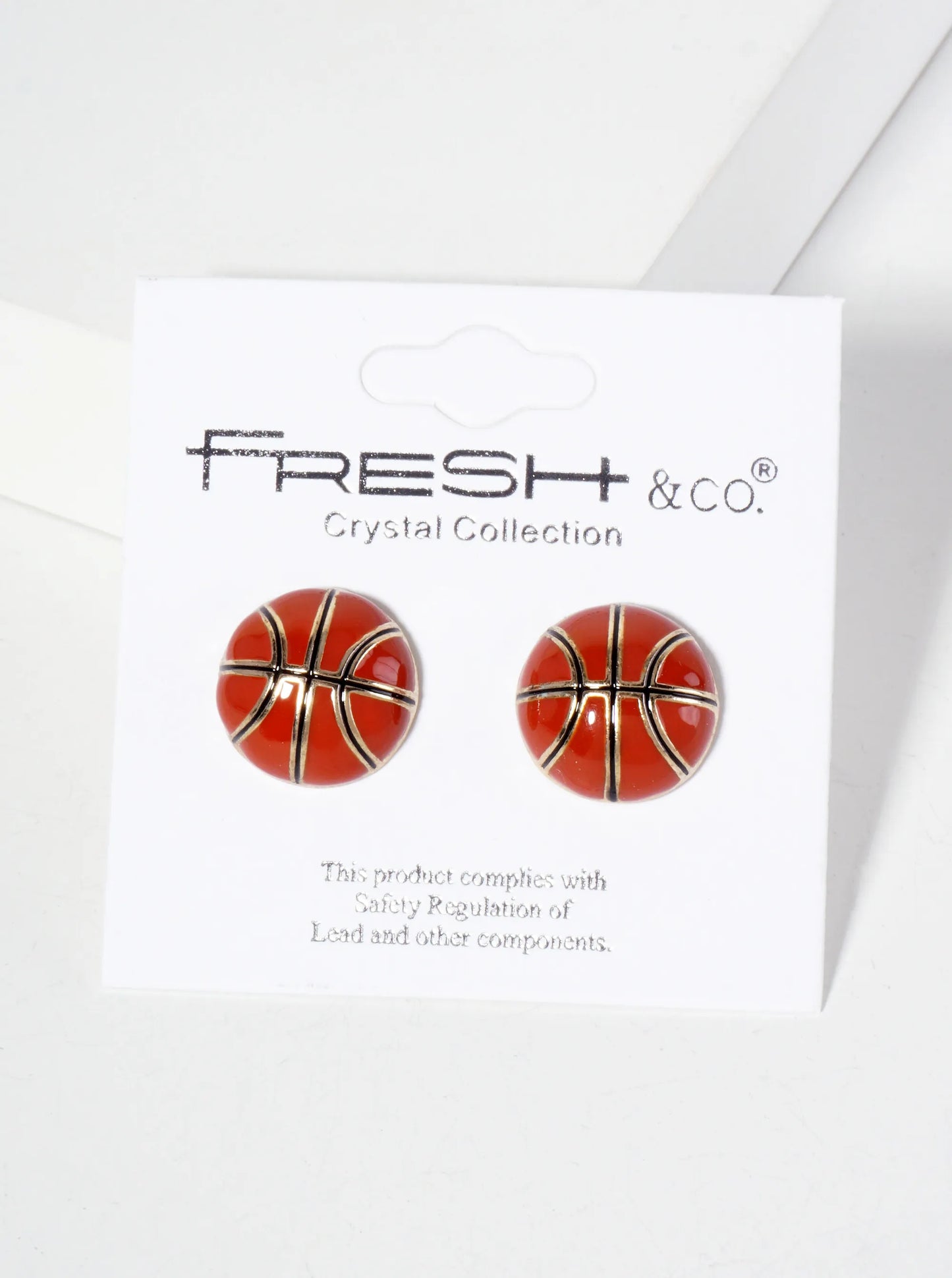 Game-Day-Theme 13mm Enamel Basketball Button Stud Earrings