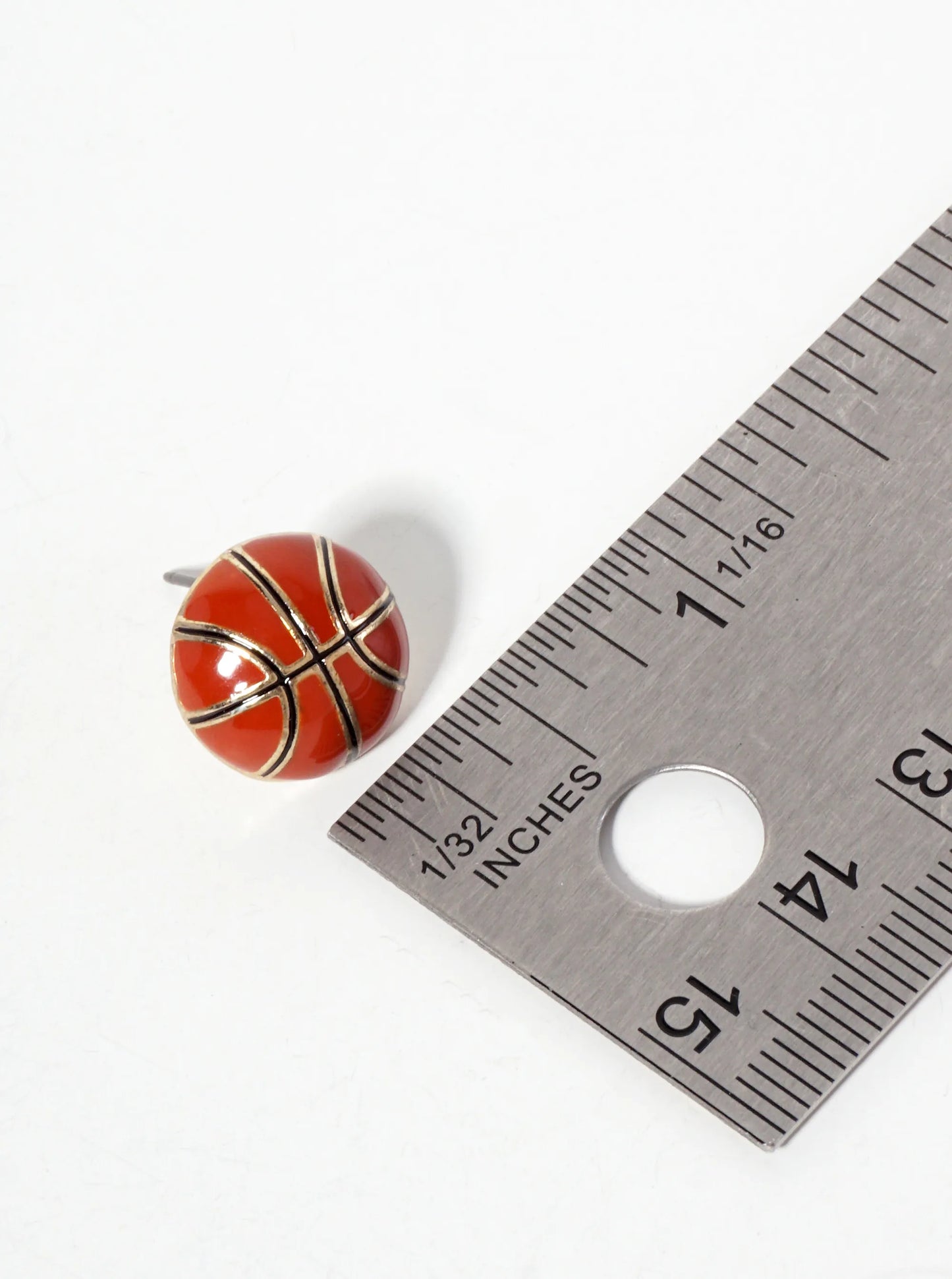 Game-Day-Theme 13mm Enamel Basketball Button Stud Earrings
