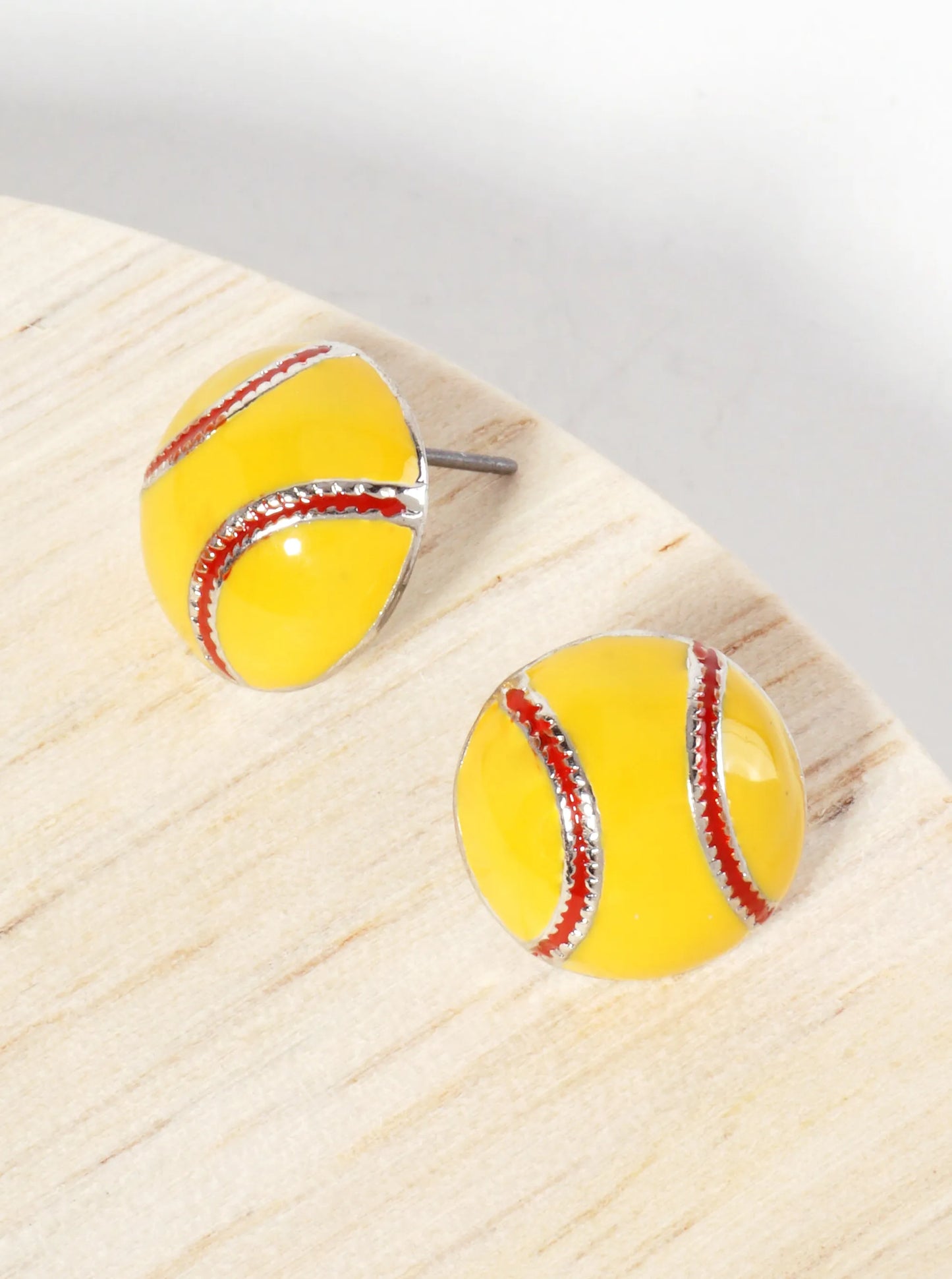 Game-Day-Theme 13mm Enamel Softball Button Stud Earrings