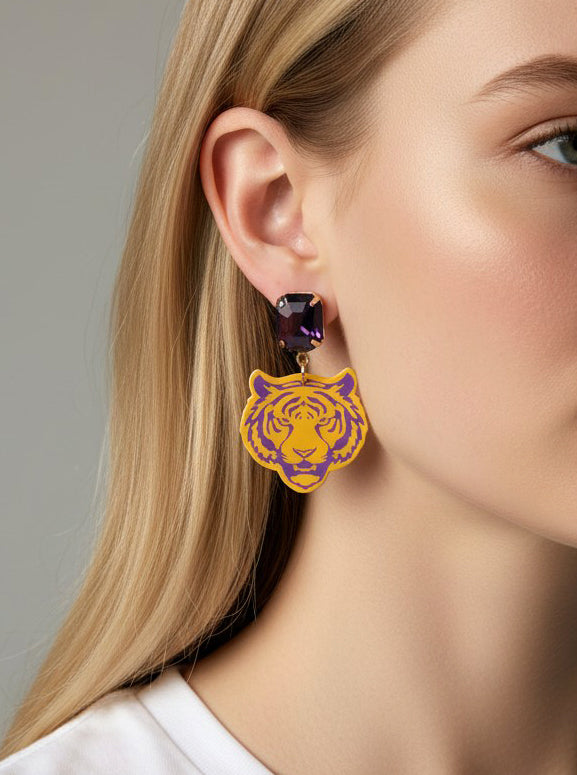 Gameday Tiger Motif Dangle Earrings