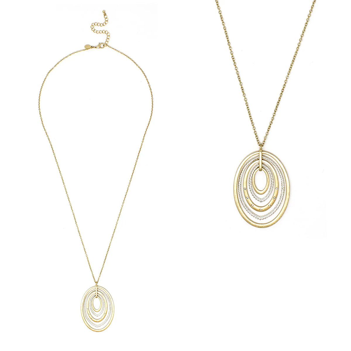 Geometric Concentric Oval Necklace