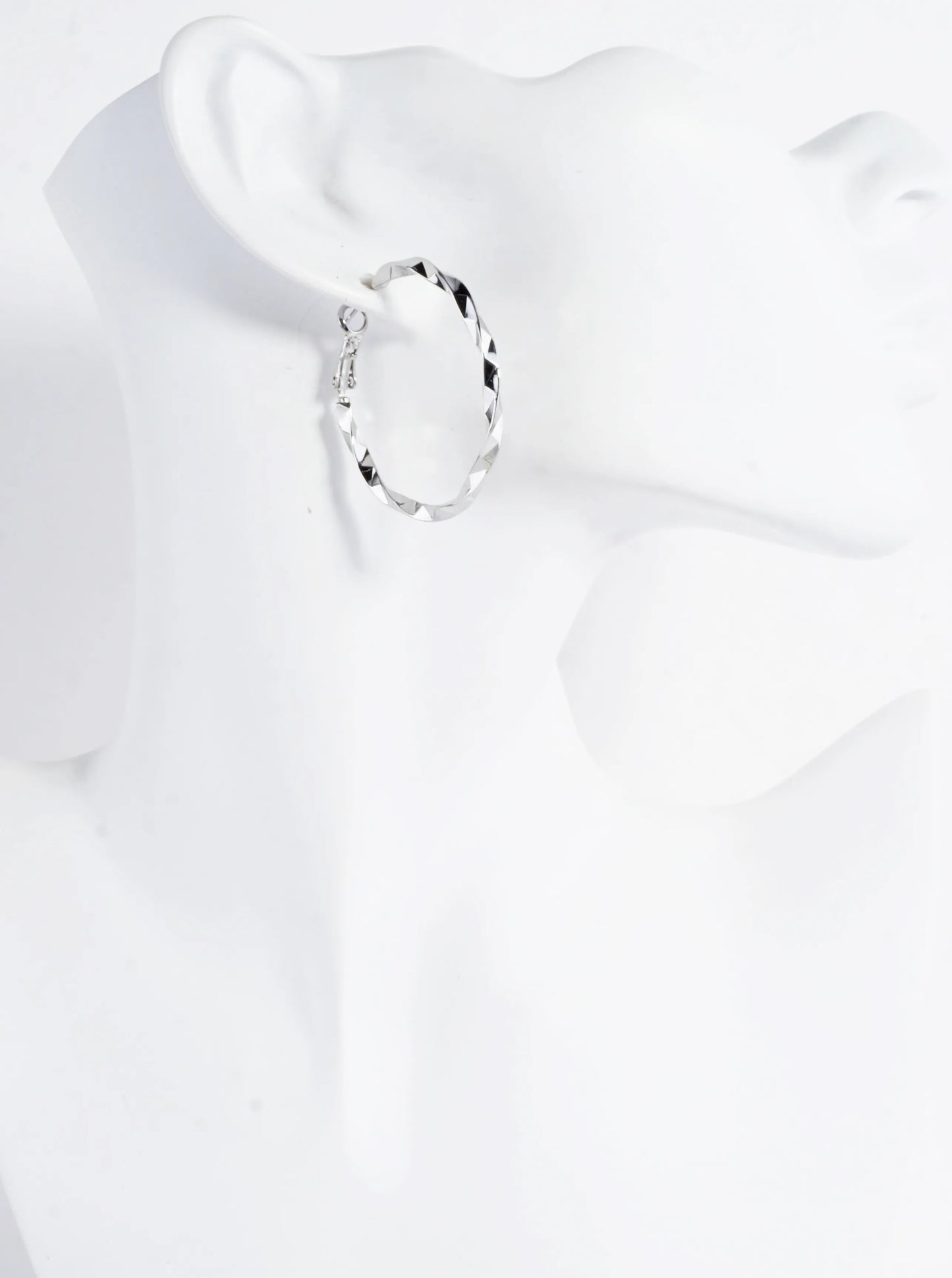Geometric Cut Brass Hoop Earrings 1.5inch