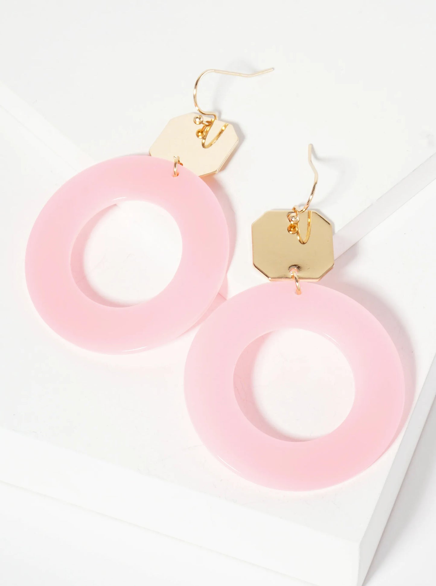 Geometric Cut-Out Acetate Circle Drop Octagon Dangle Earrings