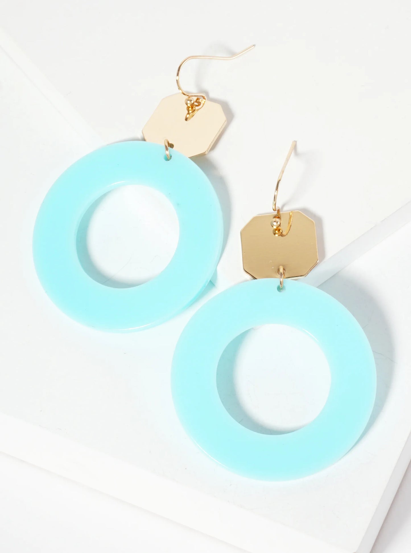 Geometric Cutout Acetate Circle Drop Octagon Dangle Earrings