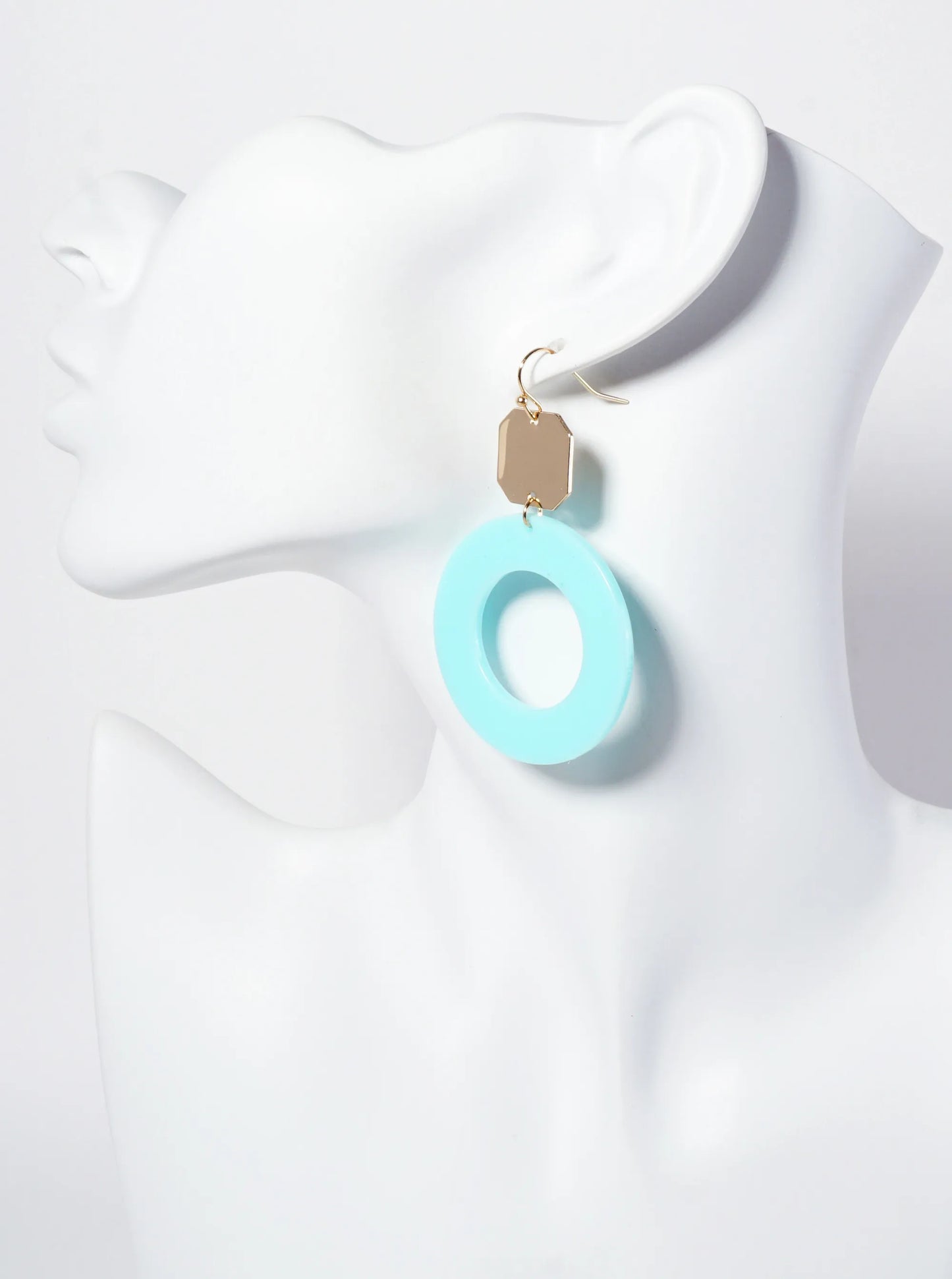 Geometric Cutout Acetate Circle Drop Octagon Dangle Earrings