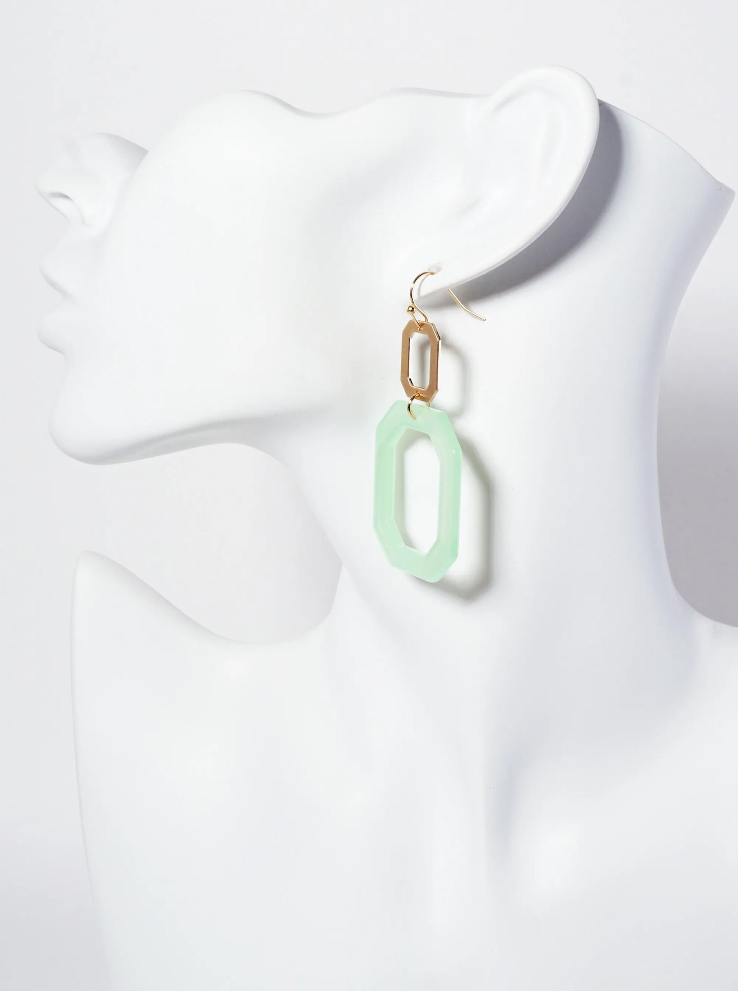 Geometric Double Cutout Acetate Octagon-Shaped Dangle Earrings
