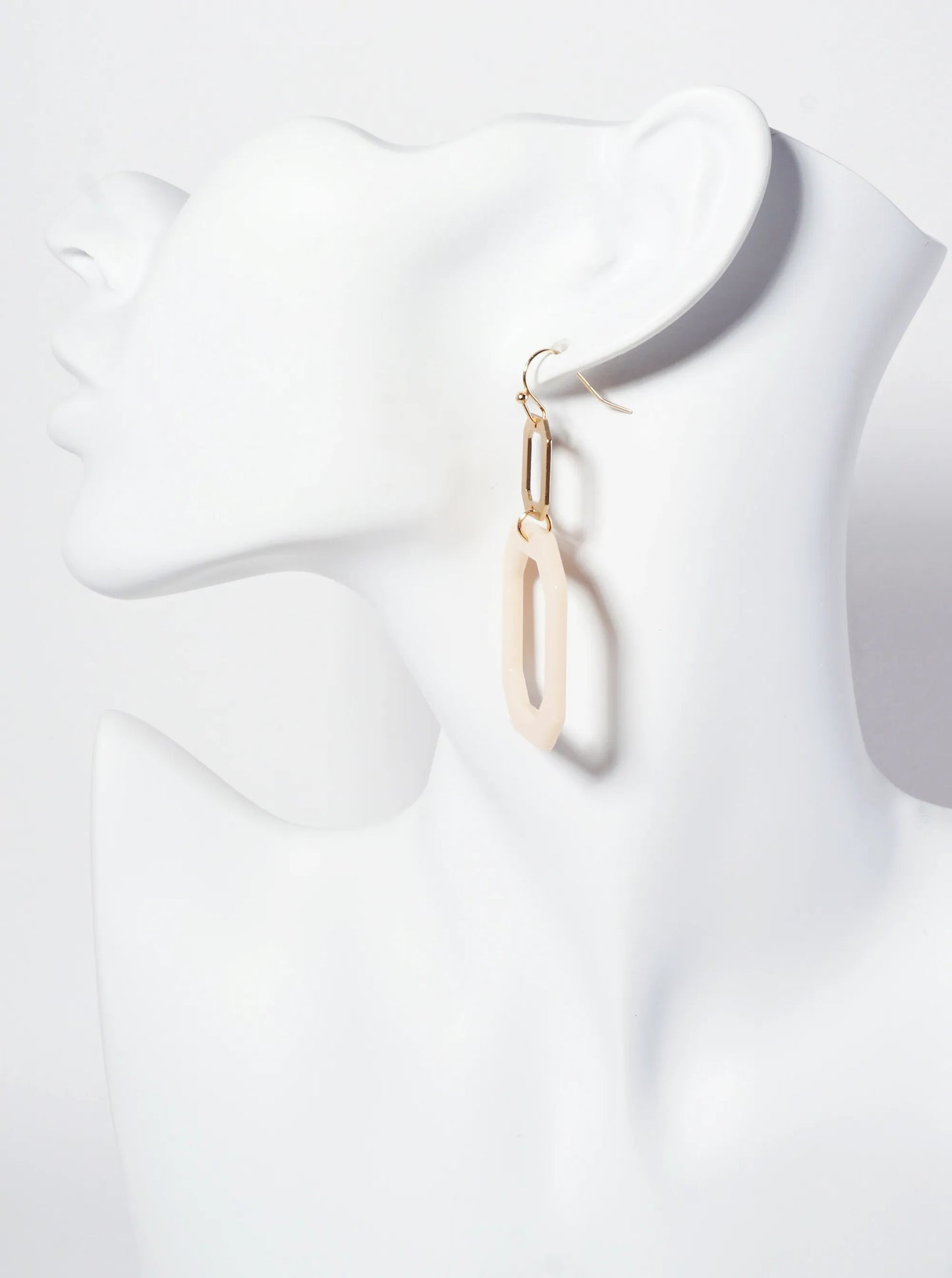 Geometric Double Cutout Acetate Octagon-Shaped Dangle Earrings