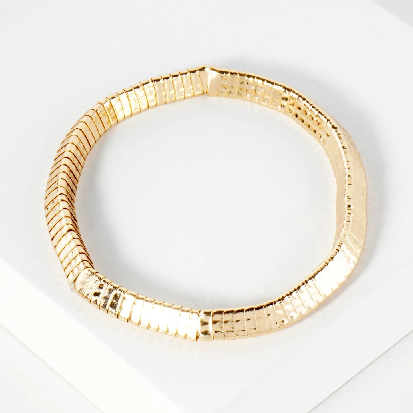 Geometric Hammered-Texture Triangle Metal Stretch Bracelet