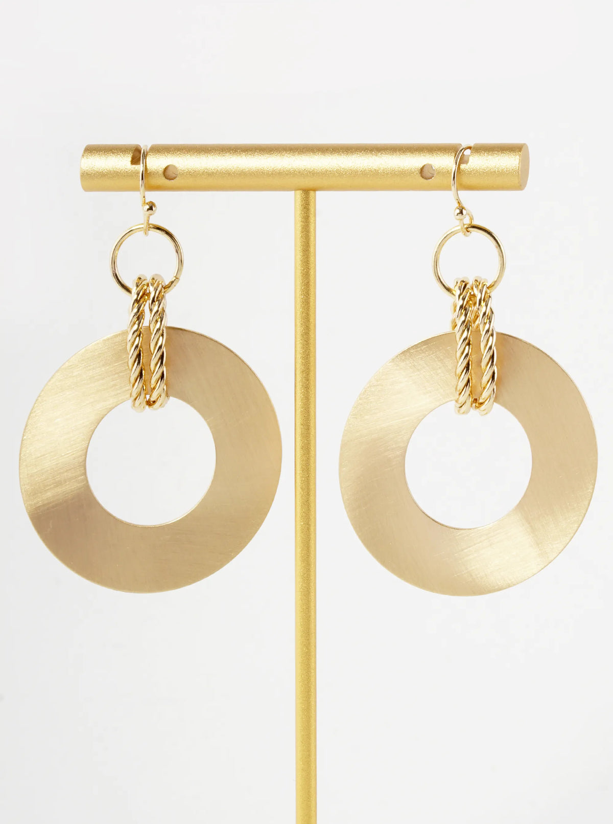 Geometric Round Satin Medal Drop Dangle Earrings