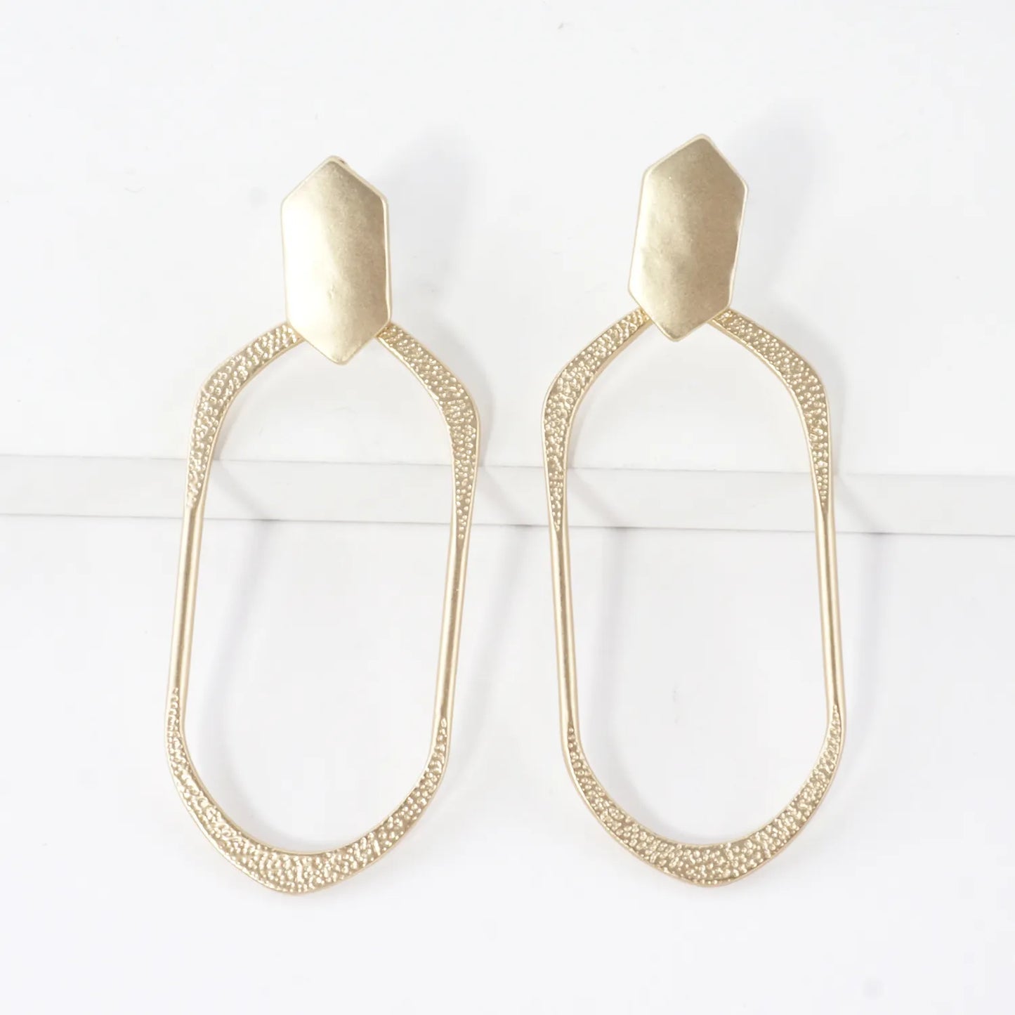 Geometric Shape Hexagon Post Dangle Earrings