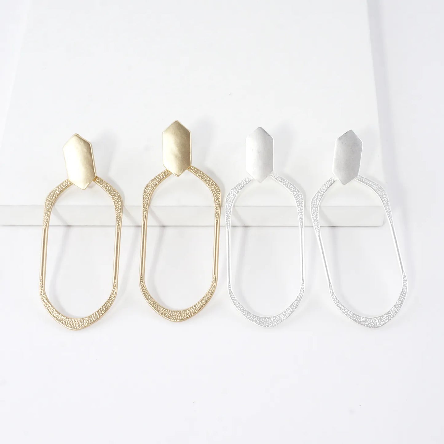 Geometric Shape Hexagon Post Dangle Earrings
