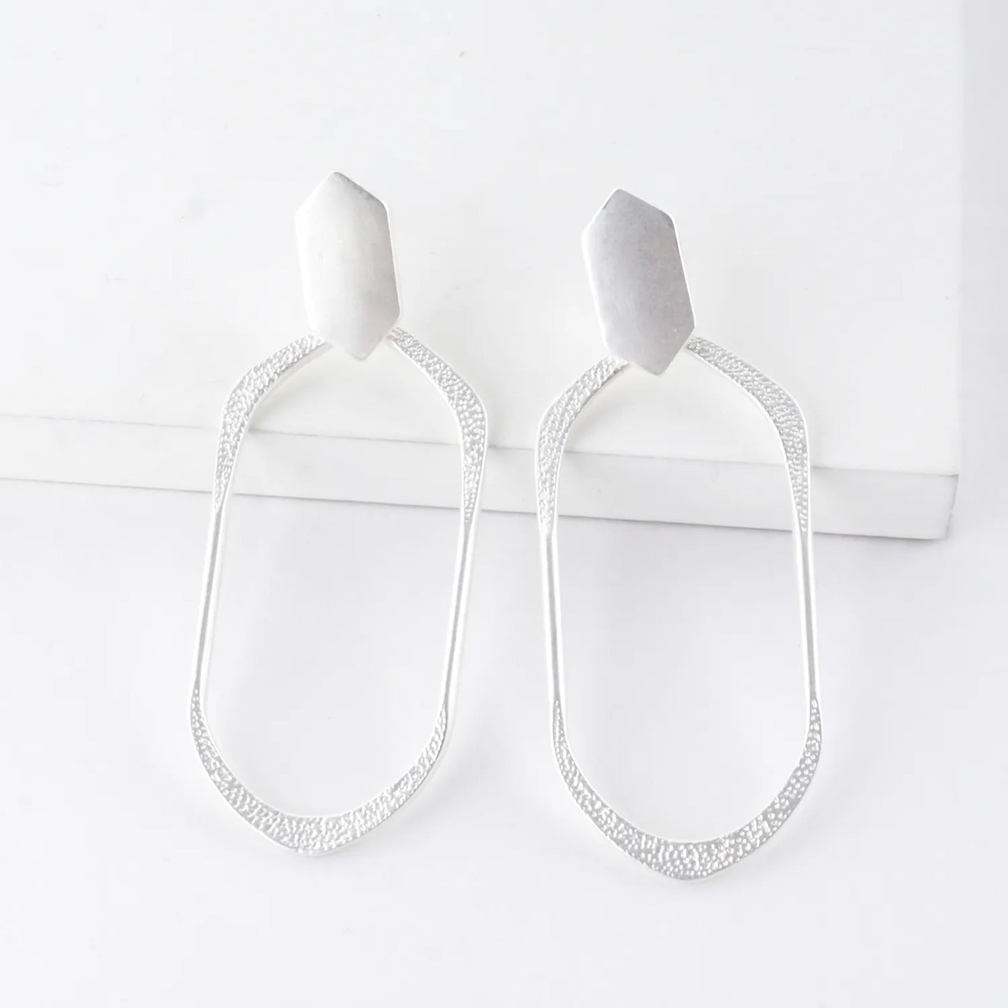 Geometric Shape Hexagon Post Dangle Earrings