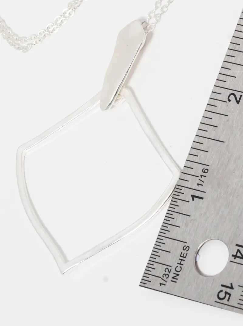 Geometric Shape Metal Pendant Long Necklace