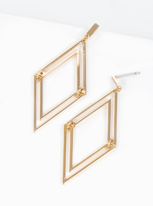Geometric Shaped Polished Metal Post Dangle Earrings