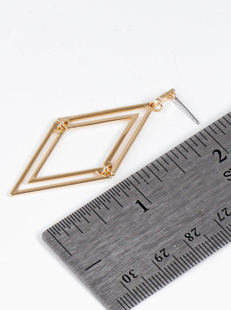 Geometric Shaped Polished Metal Post Dangle Earrings