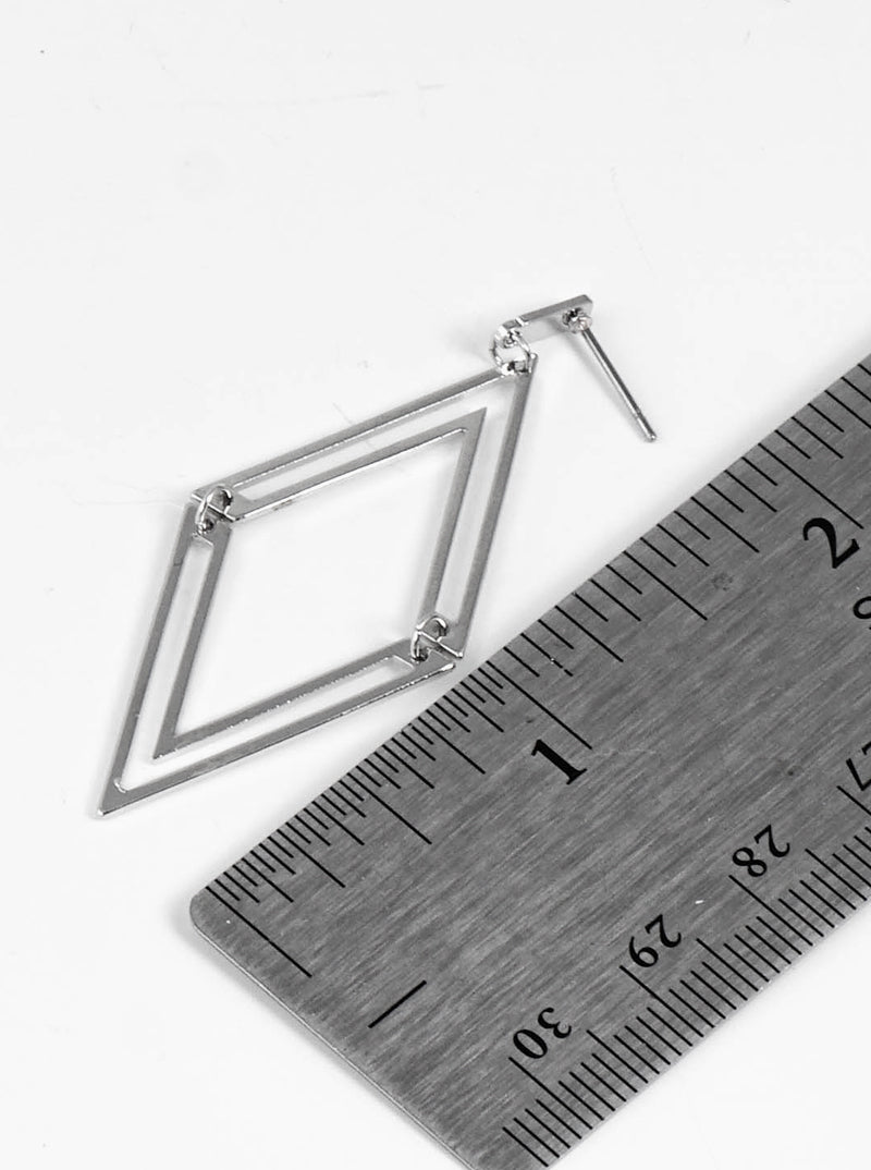 Geometric Shaped Polished Metal Post Dangle Earrings