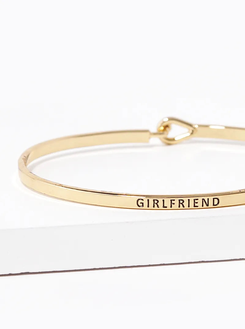 Girlfriend Engraved Inspirational Bangle Bracelet