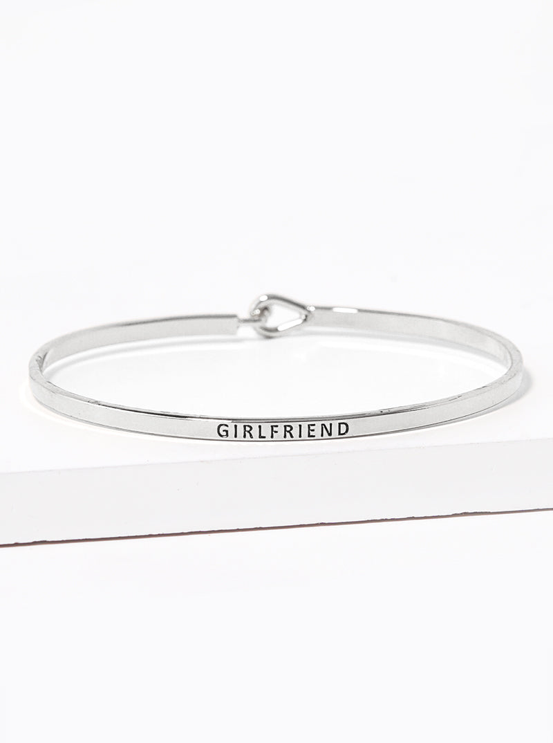 Girlfriend Engraved Inspirational Bangle Bracelet